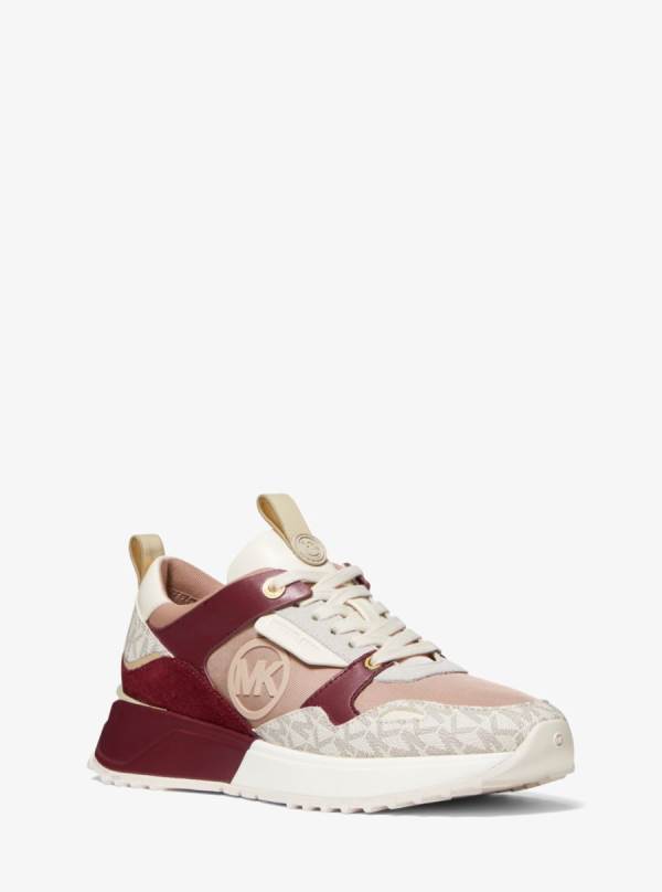 Damske Tenisky Michael Kors Theo Canvas Ruzove Biele - Topanky Michael Kors Sleva | JSKXZ-5384